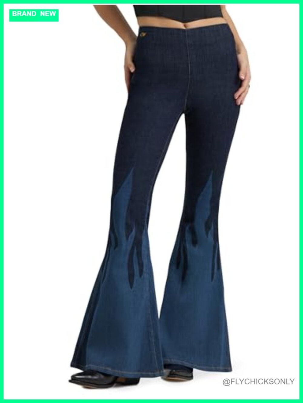 Lainey Wilson Pull On Flared Bell Bottom Jeans High Rise Denim